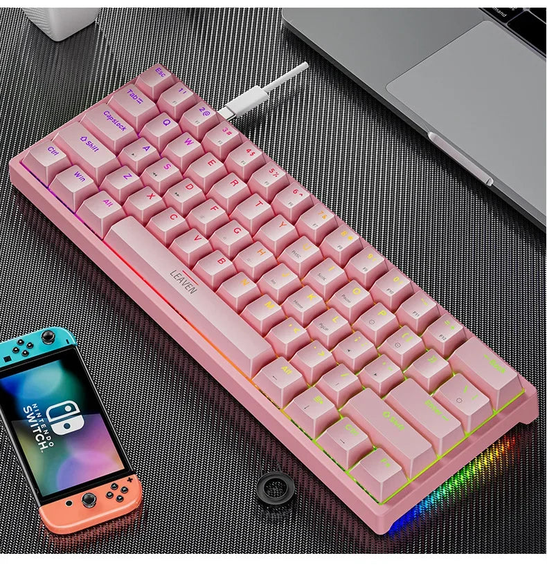 Mini Gaming Mechanical Keyboard 61 Keys RGB Type-C Wired Gaming Keyboard
