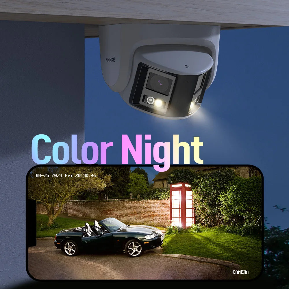 Camera Security Dual Lens Human Detect Two Way Audio 180° Wide View Angle