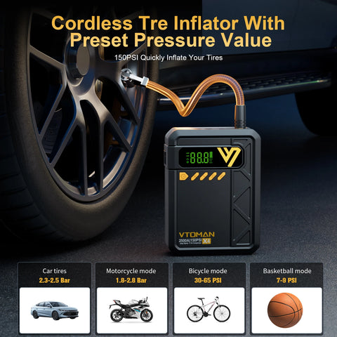 Car Jump Starter 2500A Car Power Bank Portable Air Compressor Car