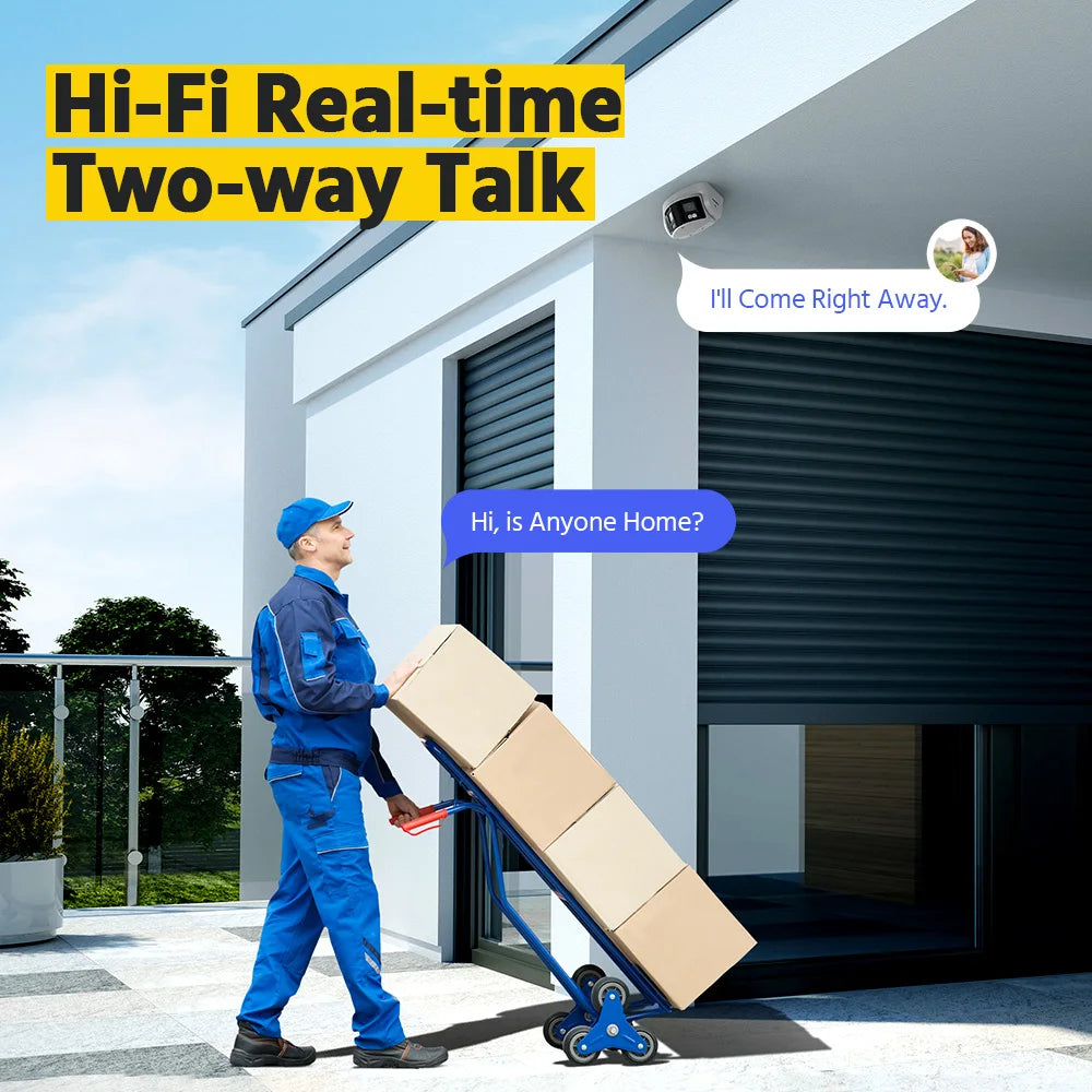 Camera Security Dual Lens Human Detect Two Way Audio 180° Wide View Angle