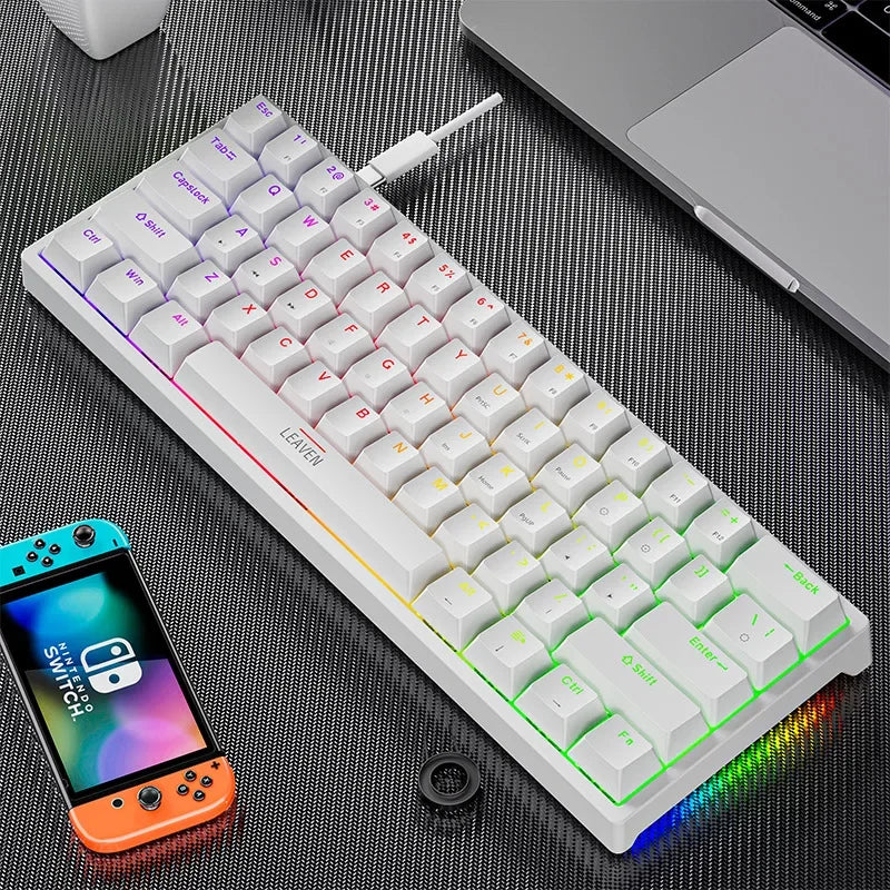Mini Gaming Mechanical Keyboard 61 Keys RGB Type-C Wired Gaming Keyboard