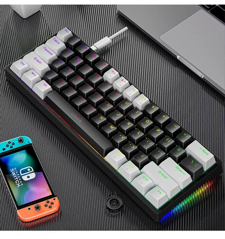 Mini Gaming Mechanical Keyboard 61 Keys RGB Type-C Wired Gaming Keyboard