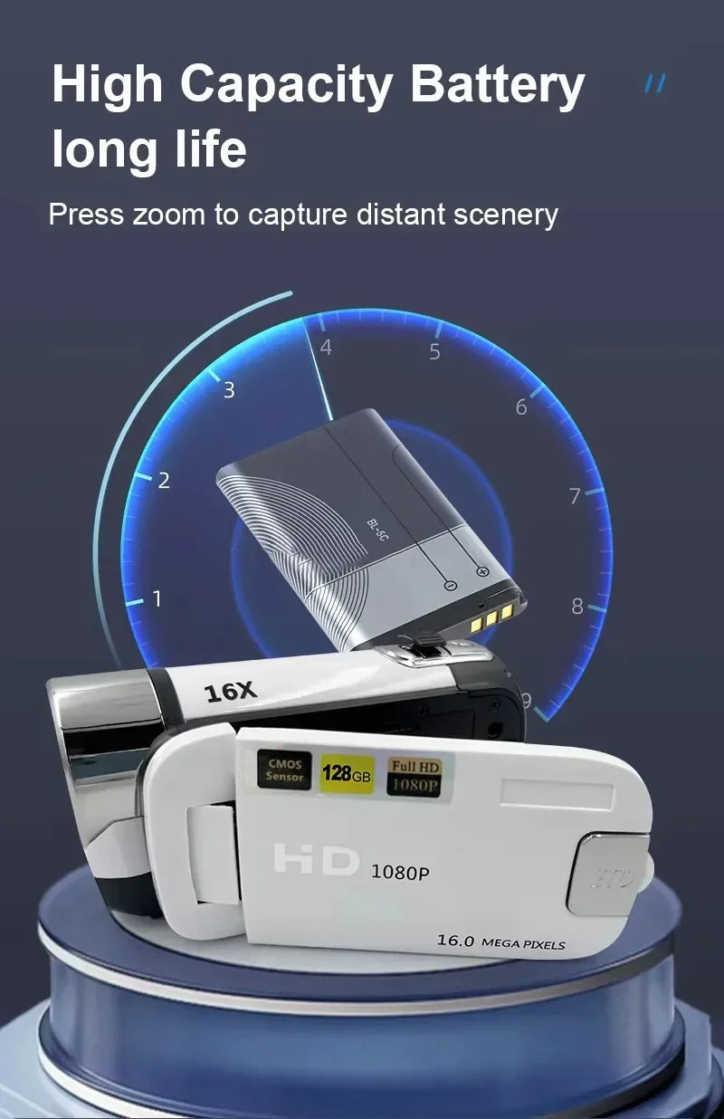 D90 1080P 16MP Digital Camera 2.4 Inch Rotatable Screen Camcorder