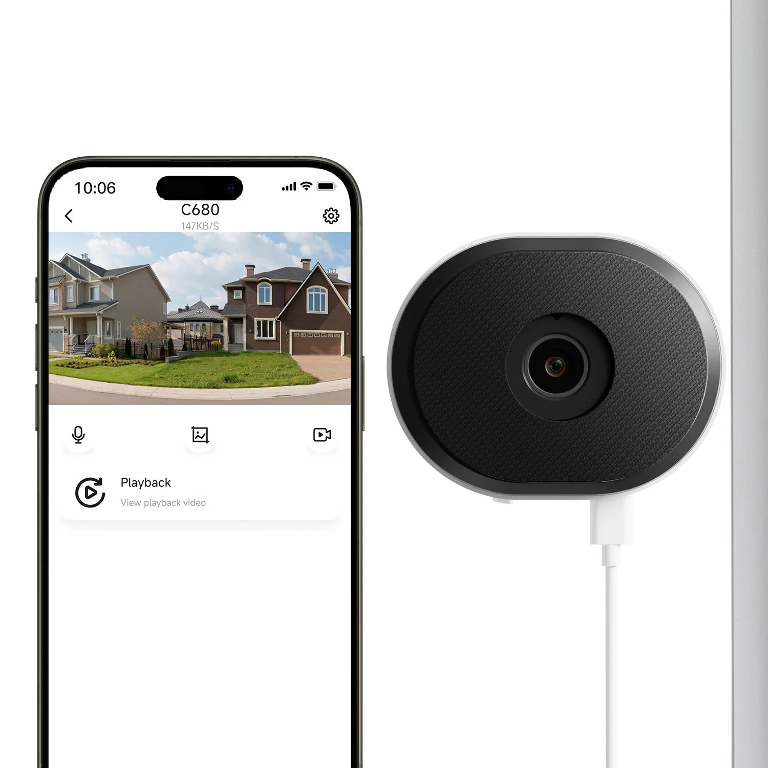 Window Security Camera Full Color Night Vision 3MP Indoor Plug-in WiFi