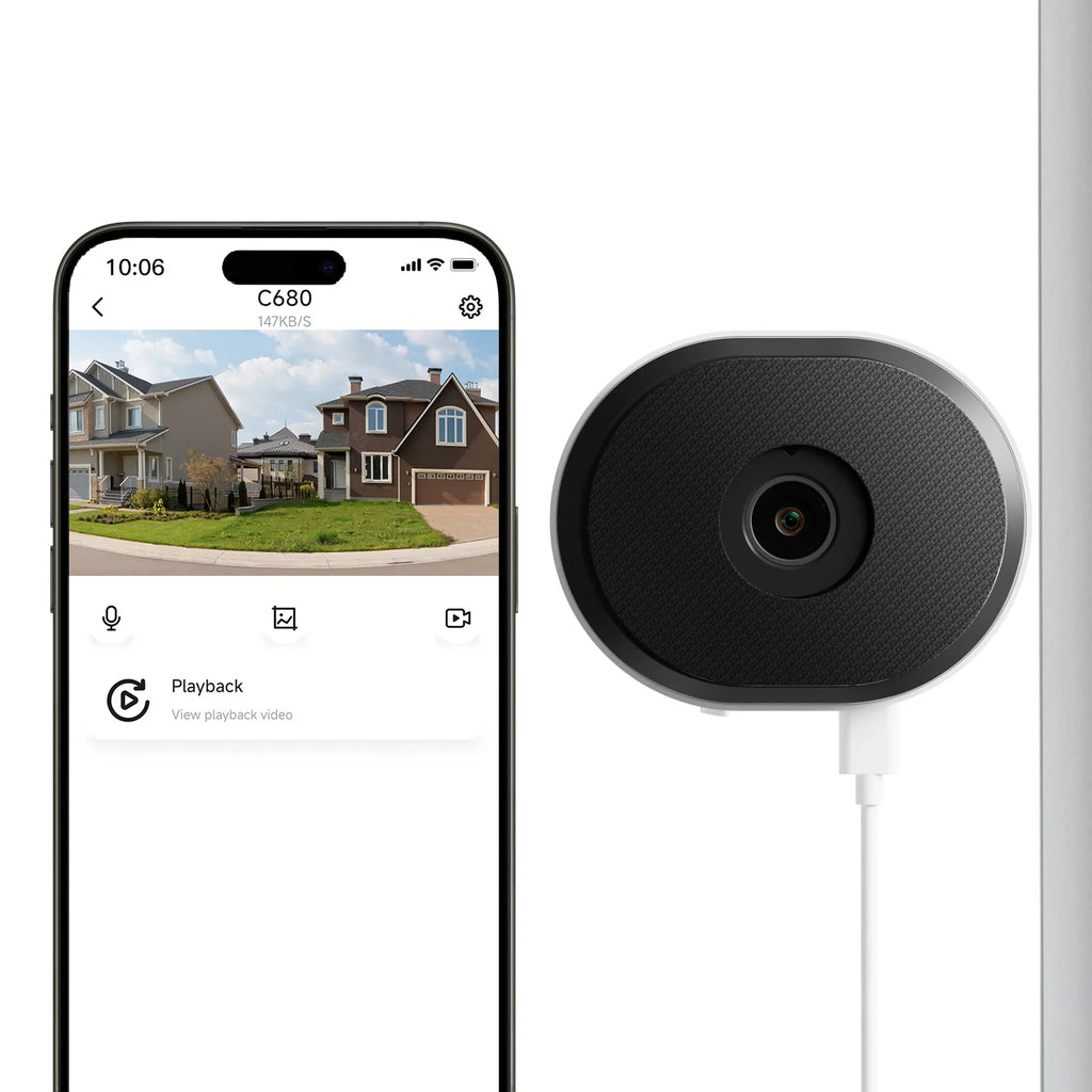 Window Security Camera Full Color Night Vision 3MP Indoor Plug-in WiFi