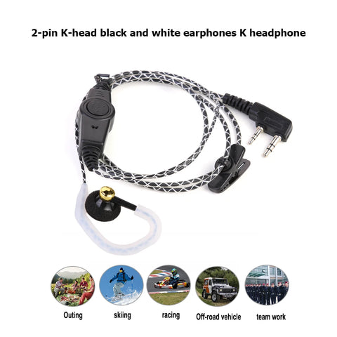 2Pin K Type 1.2m Wired Earpiece Headset with Mic for Baofeng UV-5R Kenwood KPG