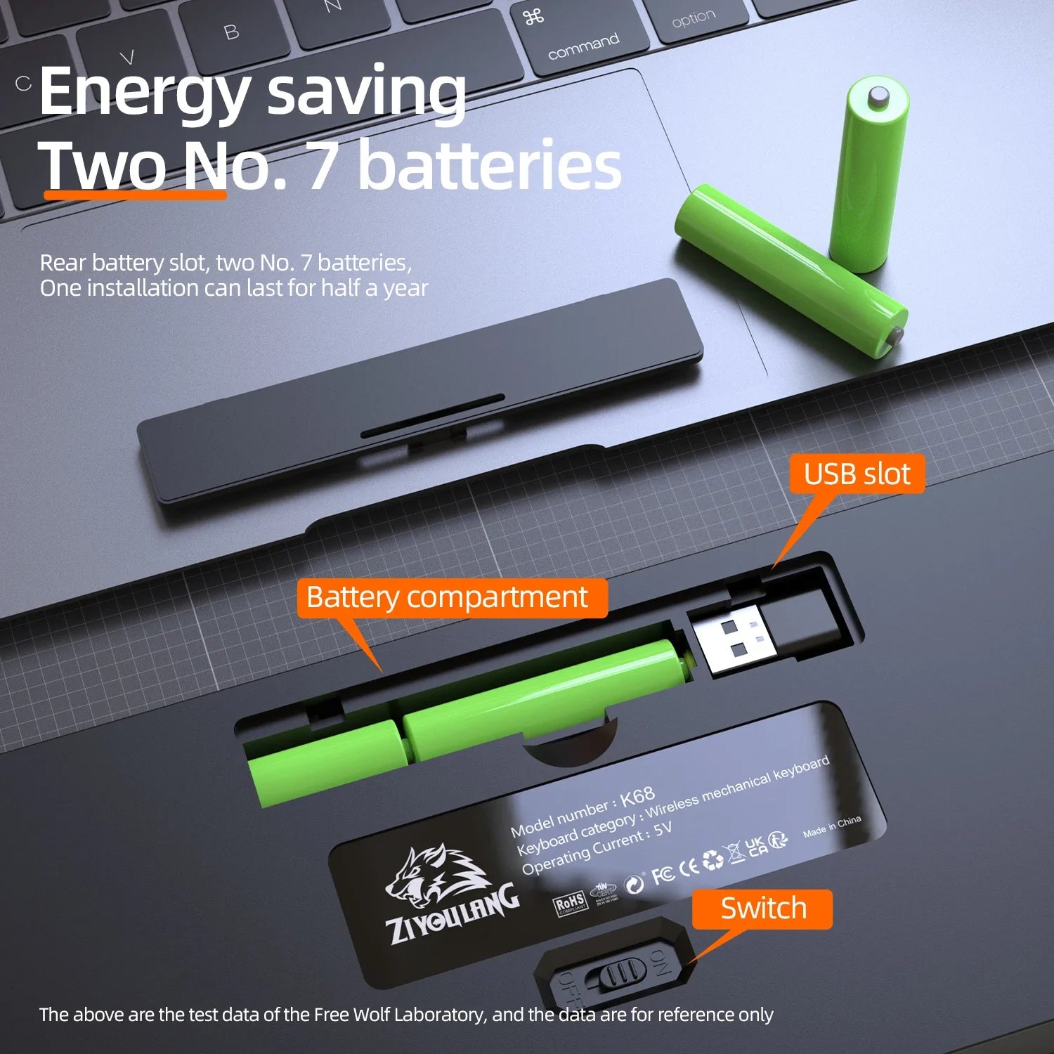 Dual Mode Wireless Mechanical Keyboard Hot-Swappable Red Switch for PC