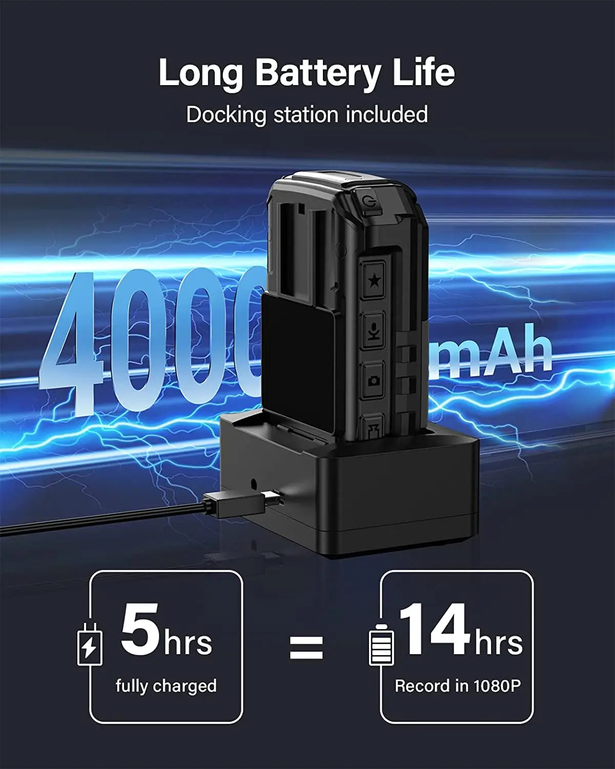 Body Worn Camera 4K 128G Video Recorder GPS IP67 Police Security Camera