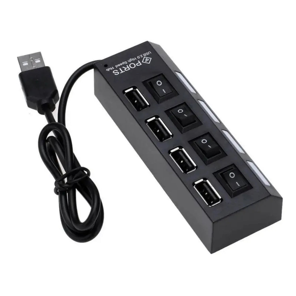 New USB 2.0 Data Hub With Individual  Switches And Lights For PC Laptop