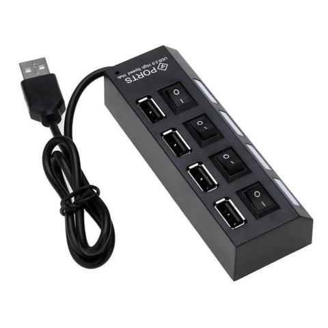 New USB 2.0 Data Hub With Individual  Switches And Lights For PC Laptop
