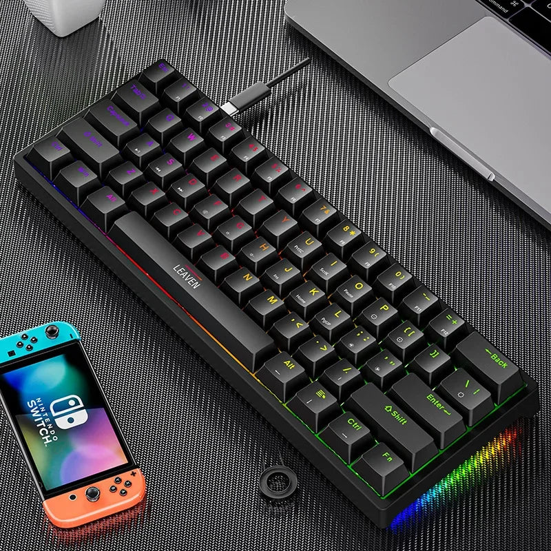 Mini Gaming Mechanical Keyboard 61 Keys RGB Type-C Wired Gaming Keyboard