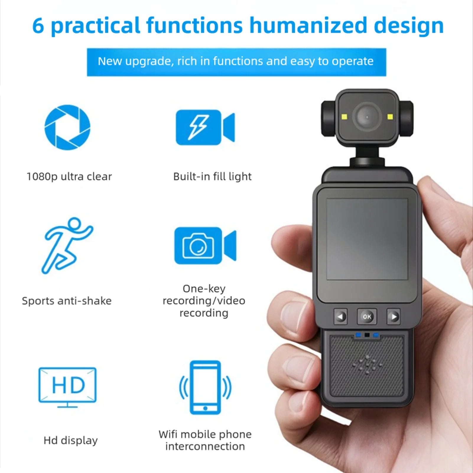 1080P Camera Vlog Camcorder 270  and 180 Degree Lens Rotation