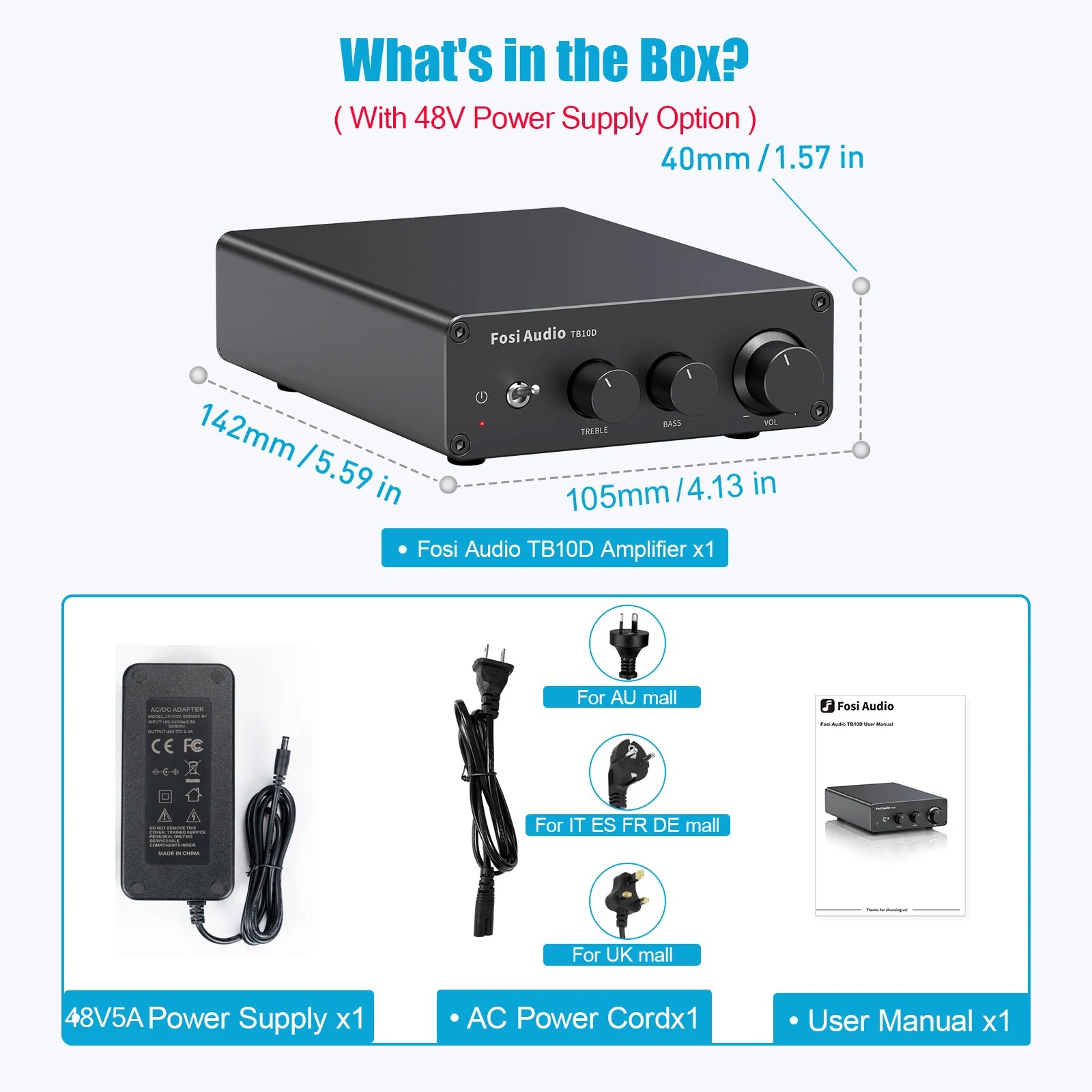 Sound Power Amplifier Class D Stereo Amp With Treble & Bass Theater Speaker